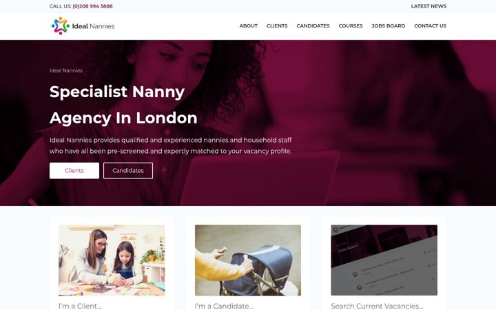 Screenshot of idealnannies.com