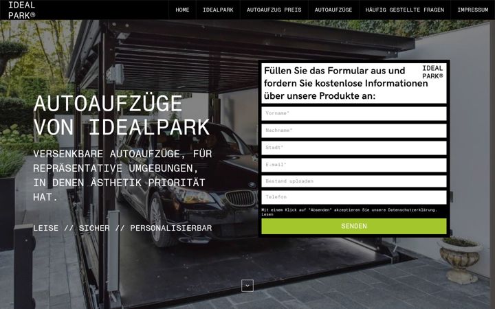 Screenshot of idealparkautoaufzug.de