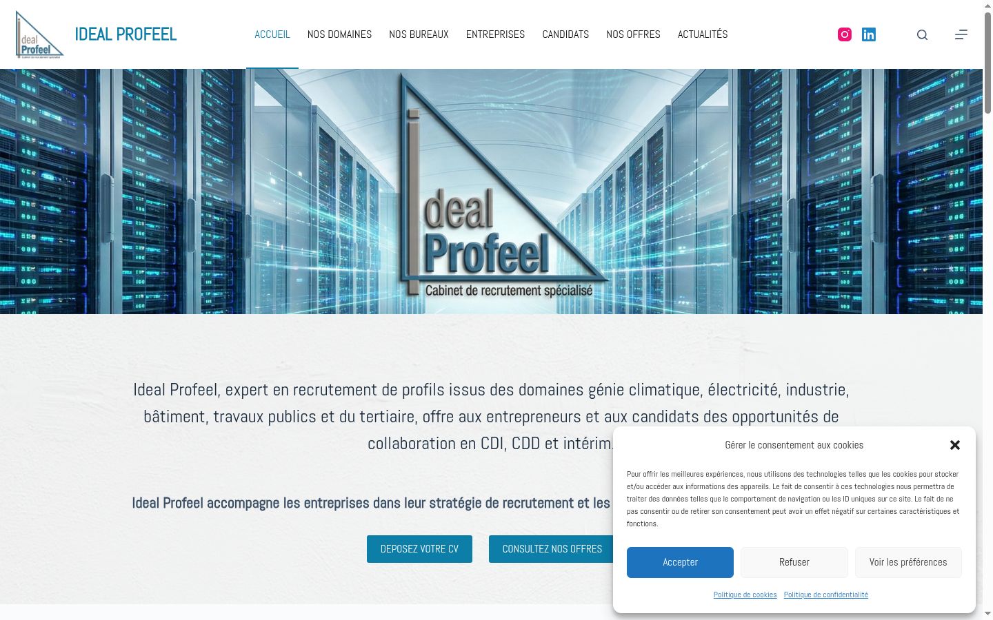 Captura de ecrã do banner de consentimento apresentado antes de qualquer interação
