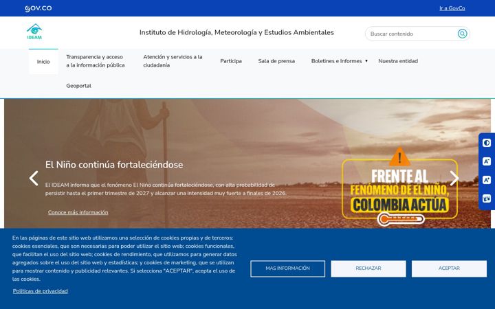 Screenshot of ideam.gov.co