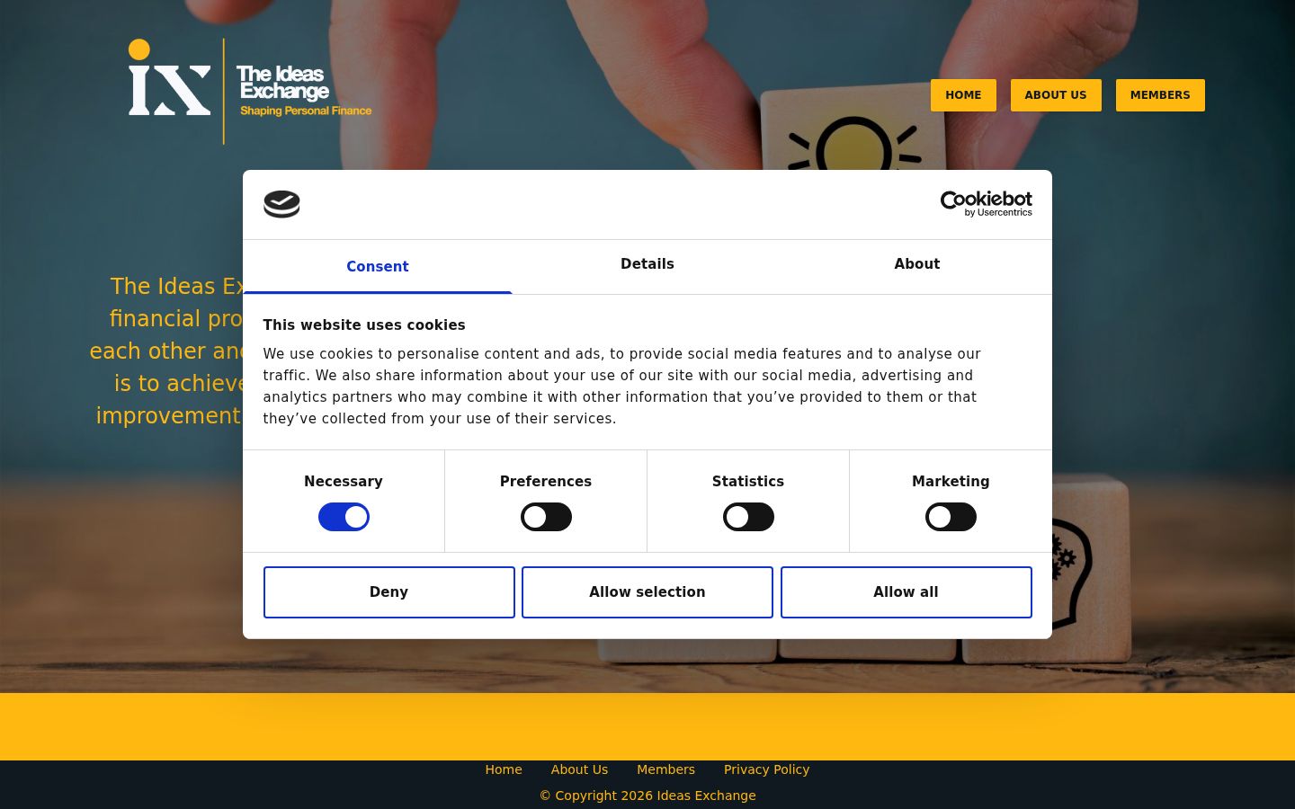 Screenshot of the consent banner shown before any interaction