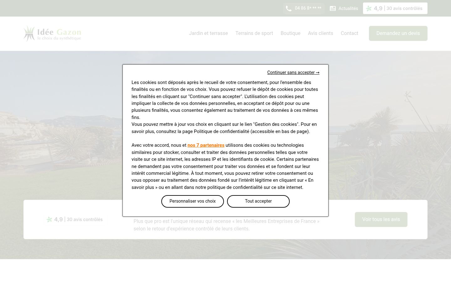 Screenshot des Einwilligungsbanners vor jeglicher Interaktion