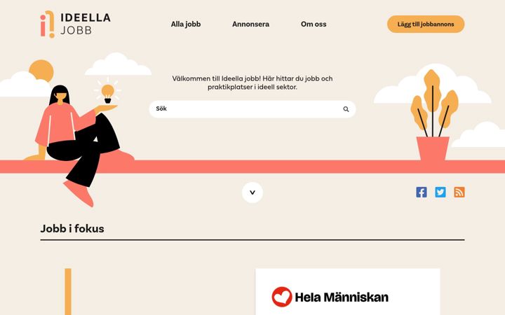 Screenshot of ideellajobb.se