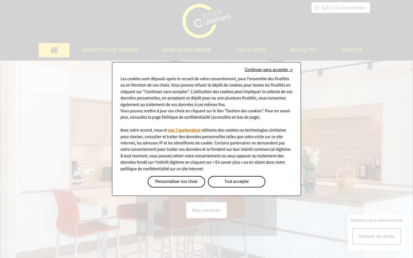 Captura de ecrã do banner de consentimento apresentado antes de qualquer interação