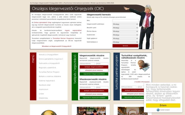 Screenshot of idegenvezeto.org