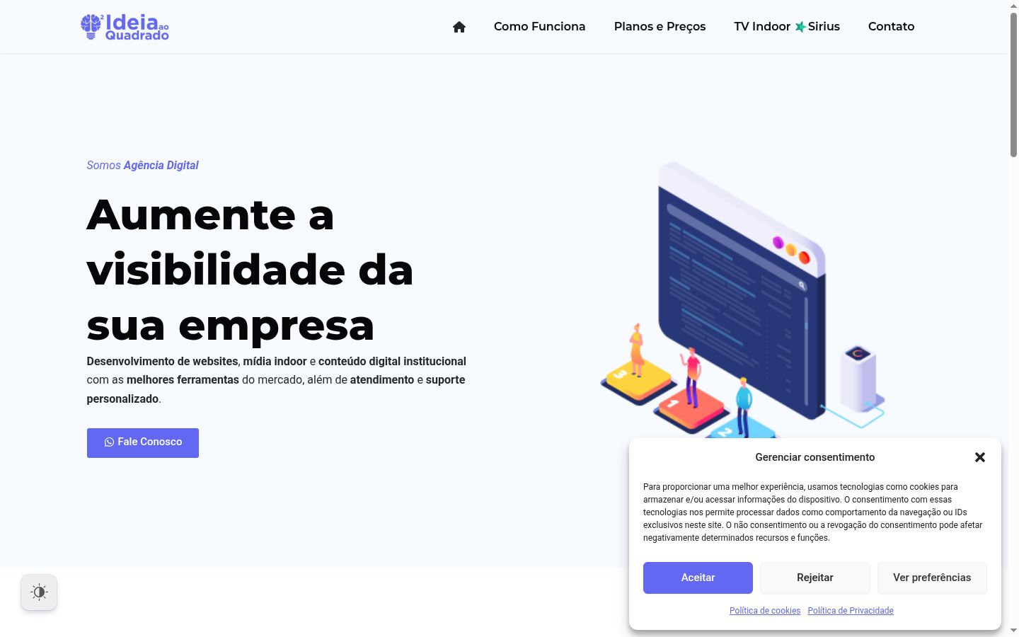 Captura de pantalla del banner de consentimiento mostrado antes de cualquier interacción