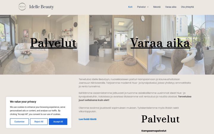 Screenshot of idellebeauty.fi
