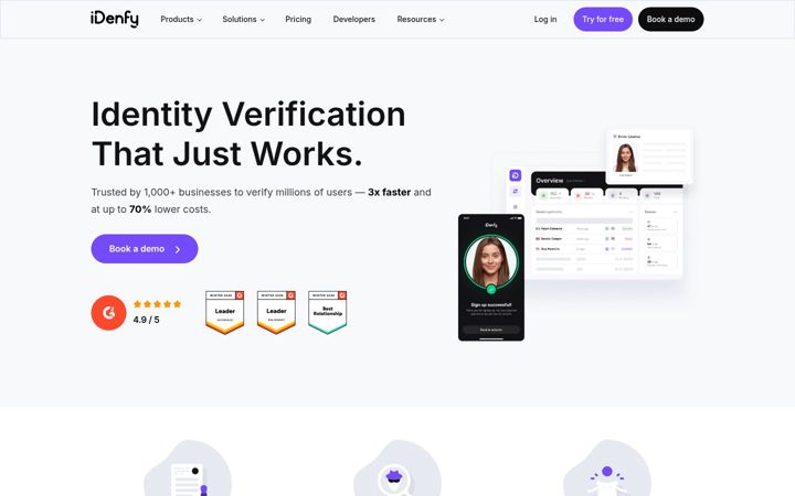 Screenshot of idenfy.com