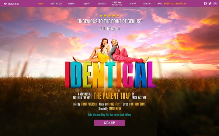 Screenshot of identicalmusical.co.uk