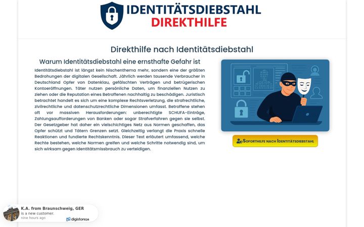 Screenshot of identitaetsdiebstahl-direkthilfe.de