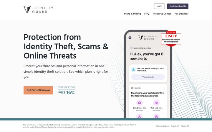 Screenshot of identityguard.com