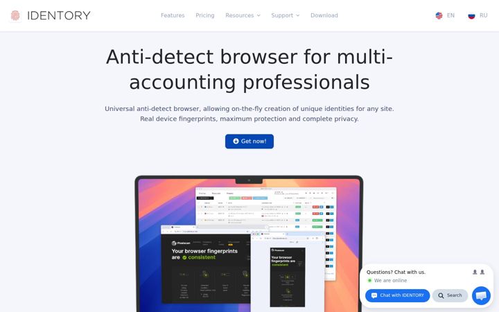 Posnetek zaslona identory.com