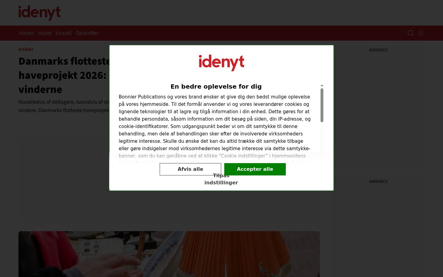 Screenshot del banner di consenso mostrato prima di qualsiasi interazione