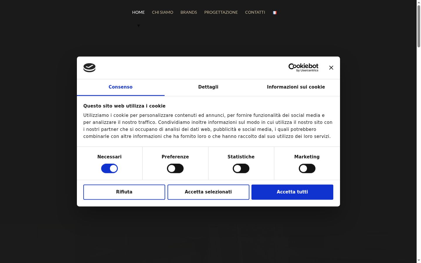 Screenshot del banner di consenso mostrato prima di qualsiasi interazione