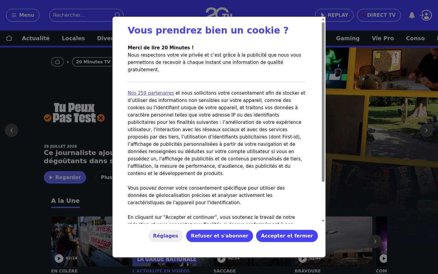 Screenshot tal-banner tal-kunsens muri qabel kwalunkwe interazzjoni