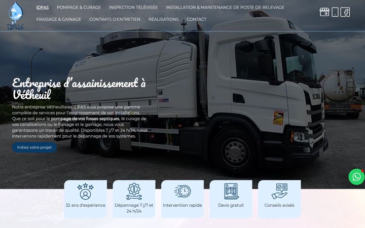 Screenshot of idfas-assainissement.fr