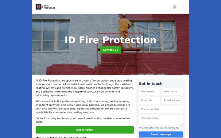 Screenshot of idfireprotection.co.uk