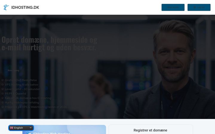 Captură de ecran a idhosting.dk
