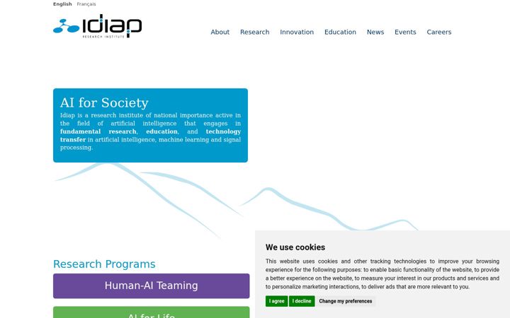 Screenshot of idiap.ch