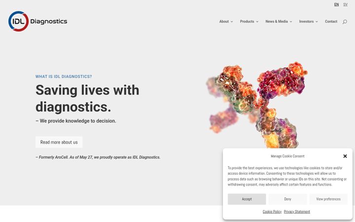 Screenshot of idldiagnostics.com