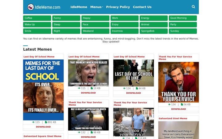 Screenshot of idlememe.com