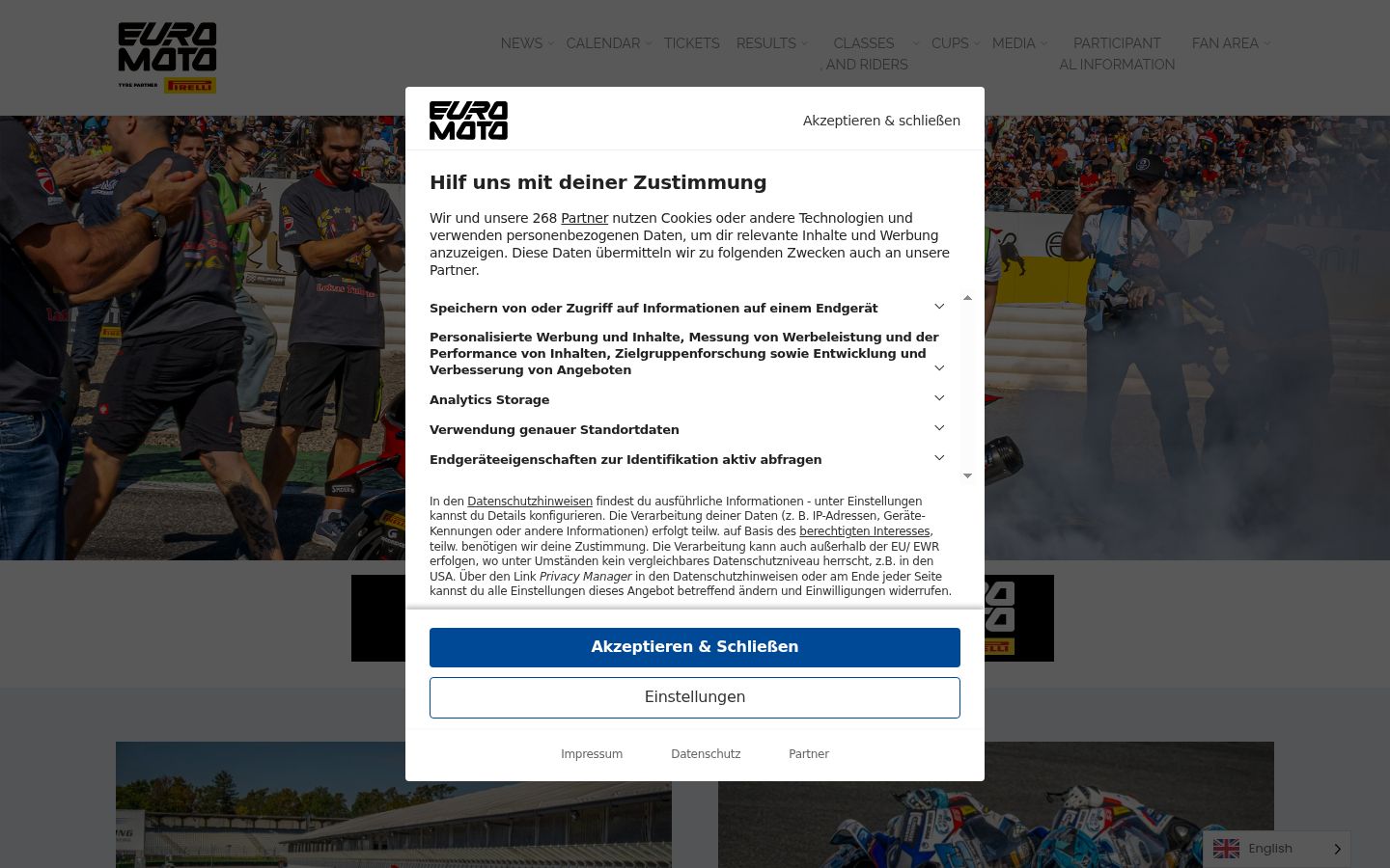 Screenshot van de toestemmingsbanner zoals getoond vóór enige interactie