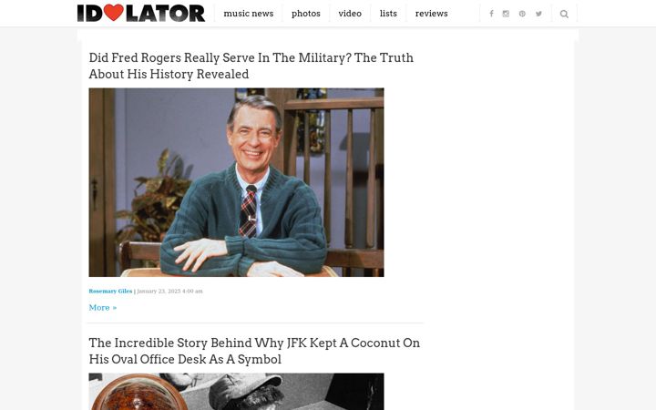 Screenshot of idolator.com