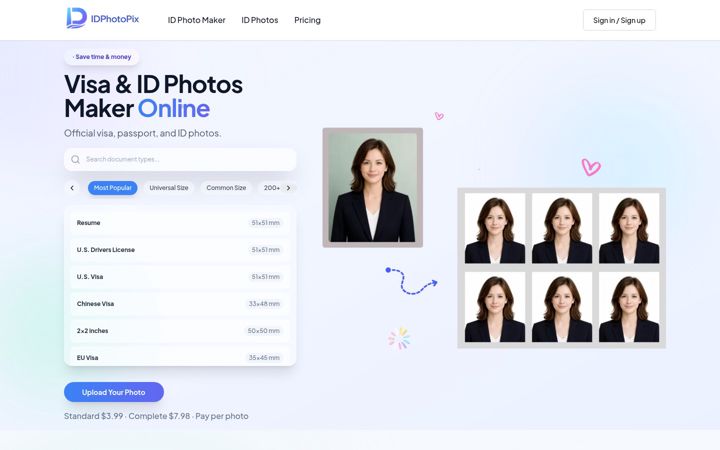 Screenshot of idphotopix.com
