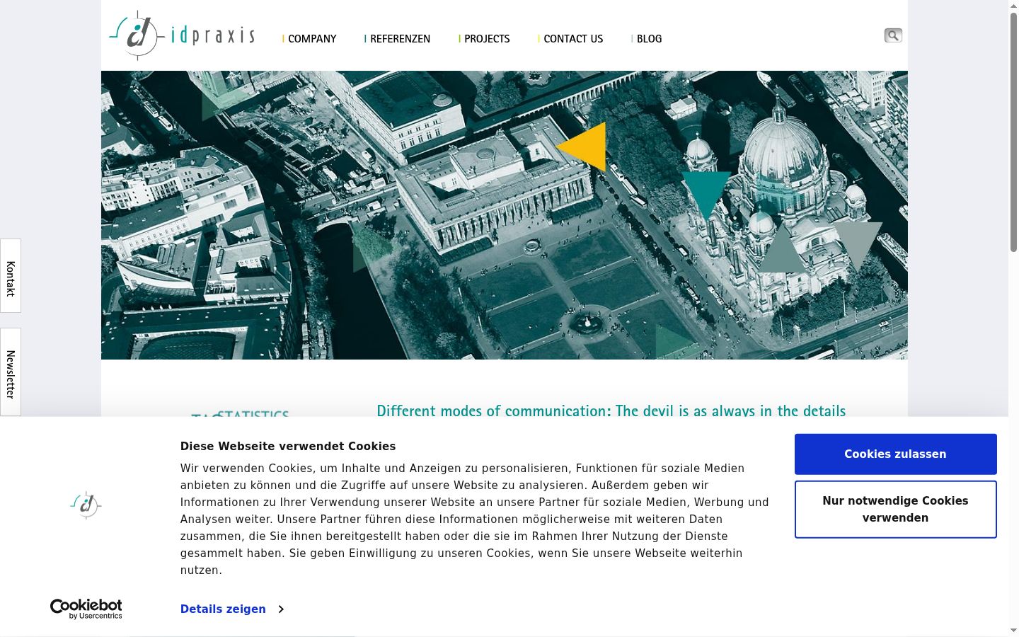 Screenshot del banner di consenso mostrato prima di qualsiasi interazione