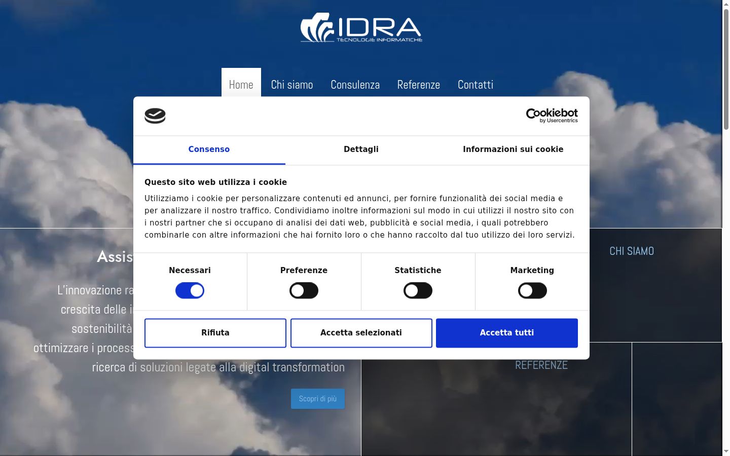Snimka zaslona bannera za privolu prikazanog prije bilo kakve interakcije