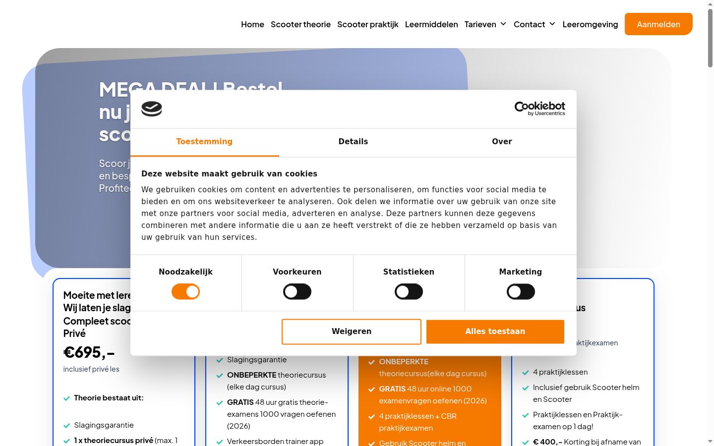 Screenshot tal-banner tal-kunsens muri qabel kwalunkwe interazzjoni