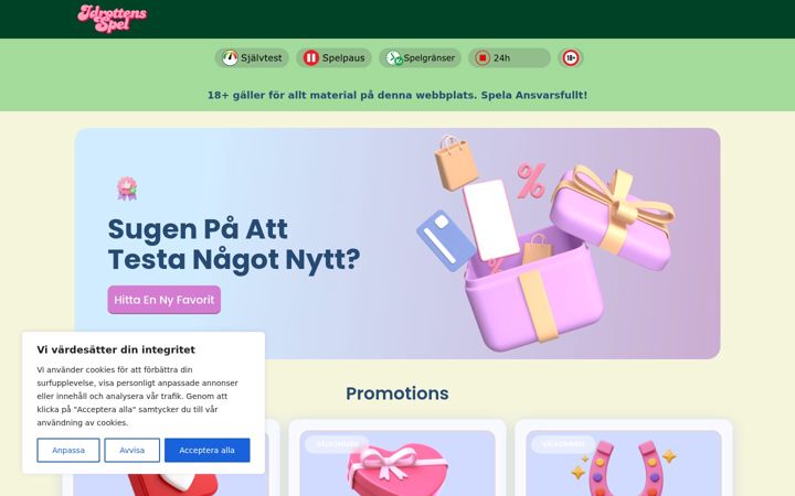 Screenshot of idrottensspel.se