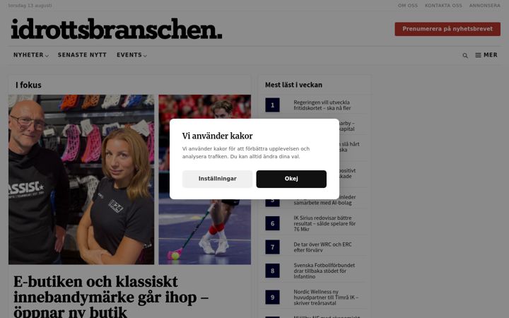 Screenshot of idrottsbranschen.se