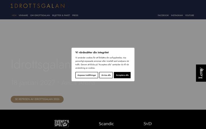 Screenshot of idrottsgalan.se
