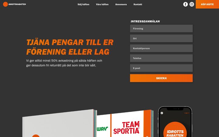 Screenshot of idrottsrabatten.se