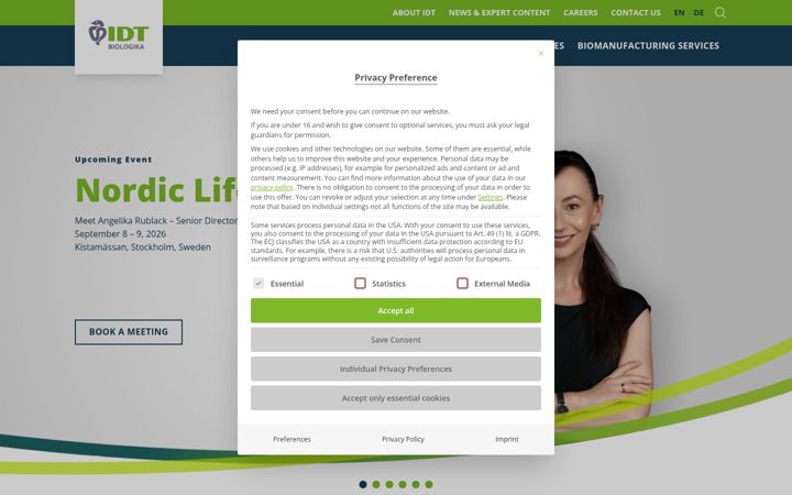 Screenshot of idt-biologika.com
