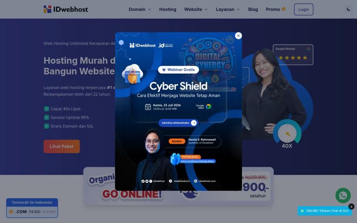 Skjermbilde av idwebhost.com