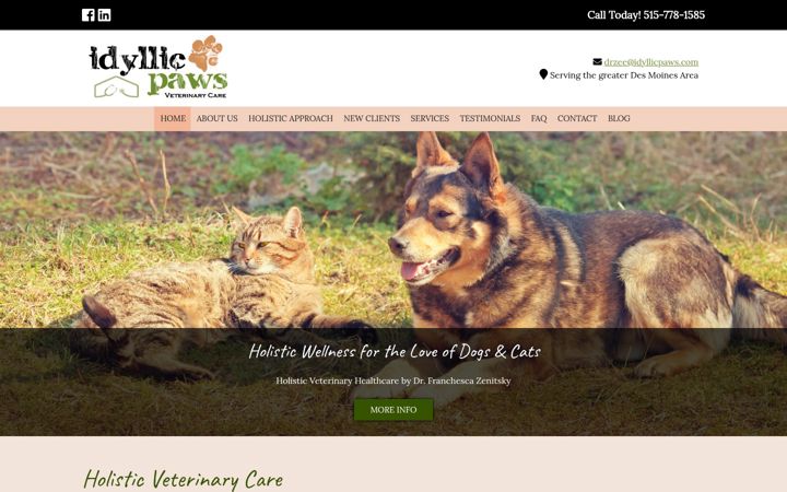 Screenshot stránky idyllicpaws.com