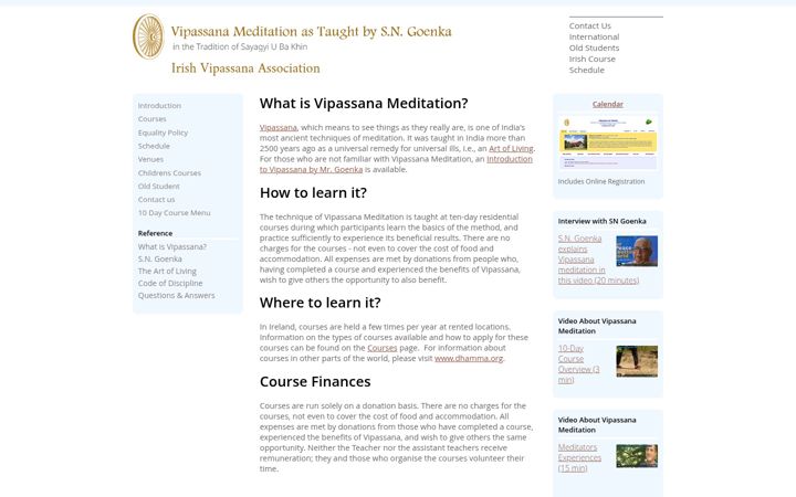 Screenshot of ie.dhamma.org