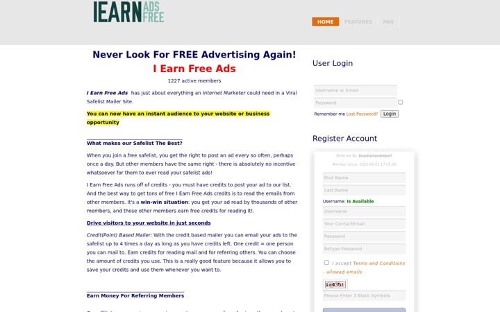 Screenshot of iearnadsfree.com