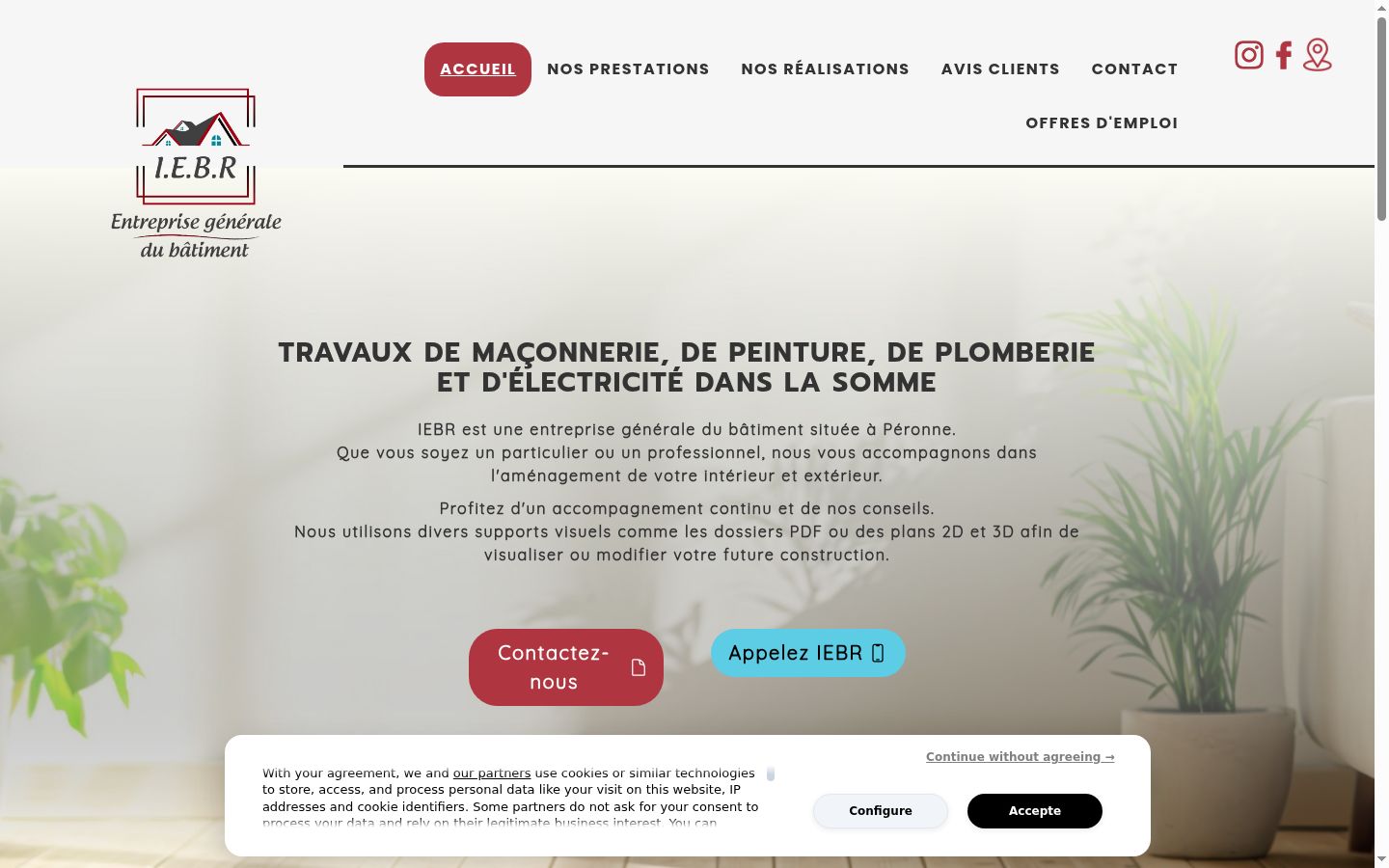 Capture d'écran de la bannière de consentement affichée avant toute interaction