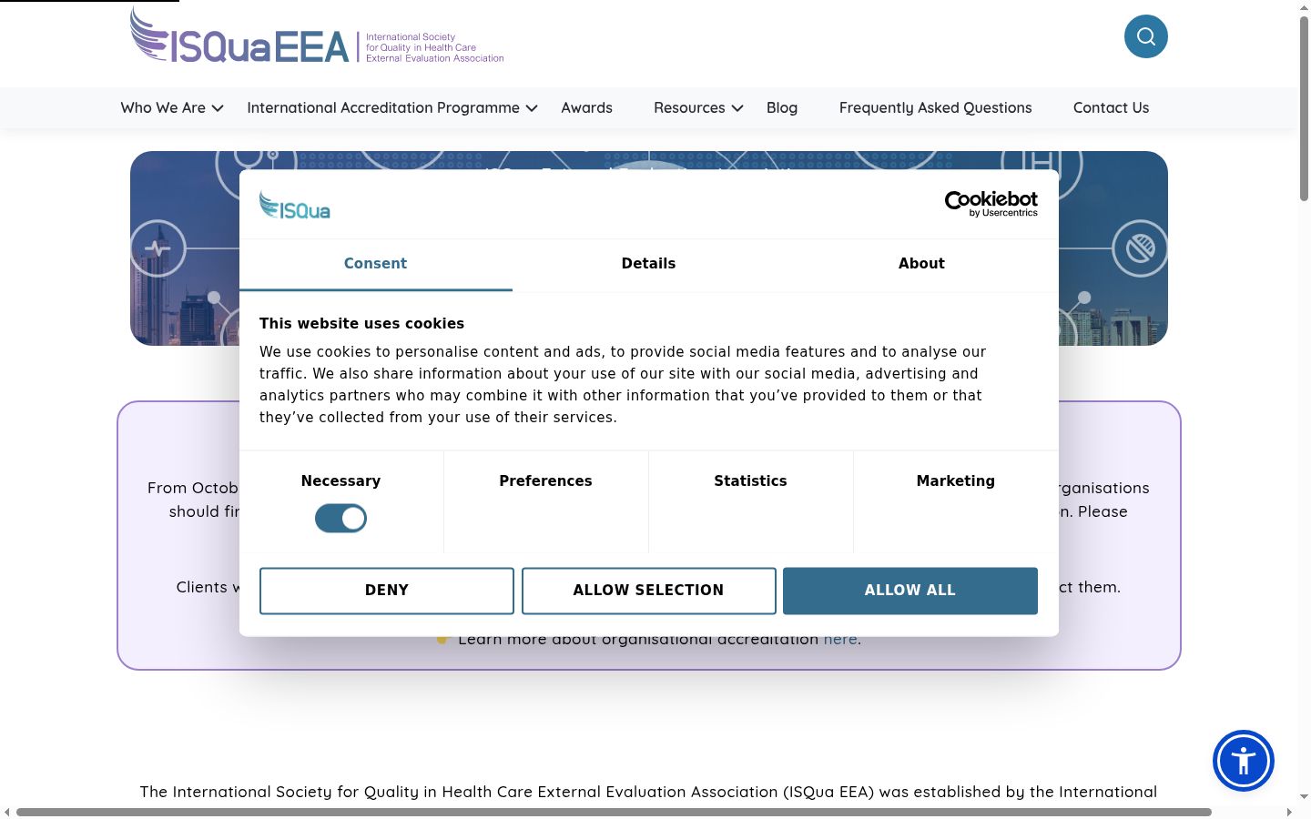 Screenshot del banner di consenso mostrato prima di qualsiasi interazione