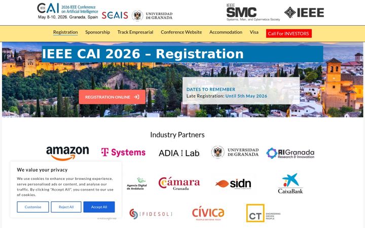 Screenshot of ieeecai2026.org