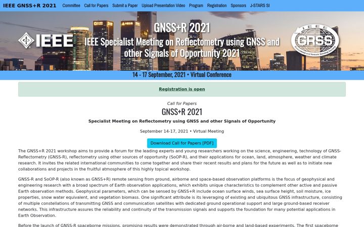 Screenshot of ieeegnssr2021.org