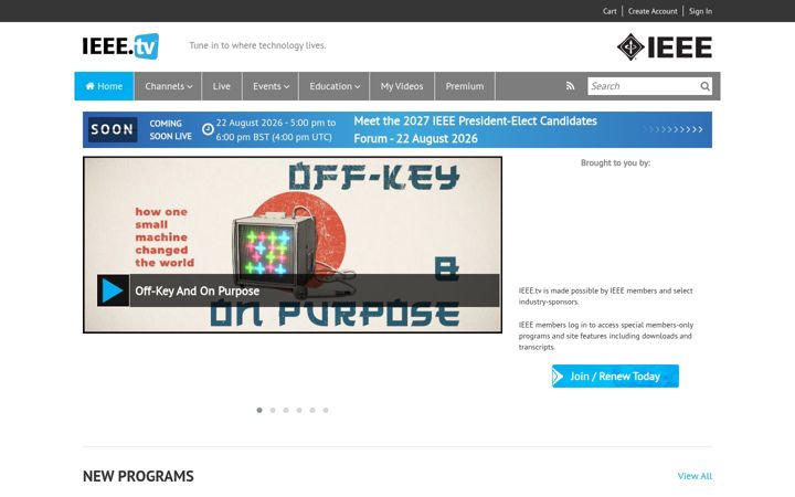 Screenshot of ieeetv.ieee.org