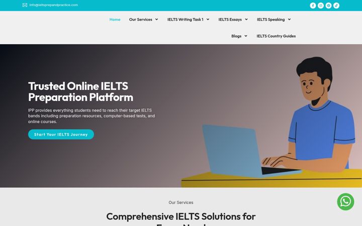 Screenshot of ieltsprepandpractice.com