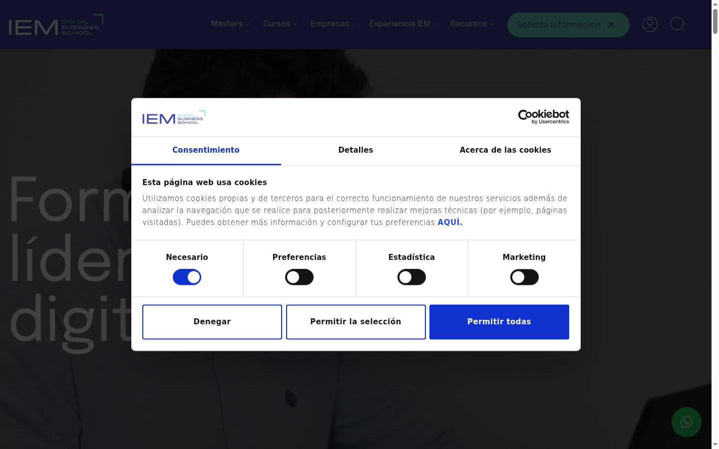 Screenshot of the consent banner shown before any interaction