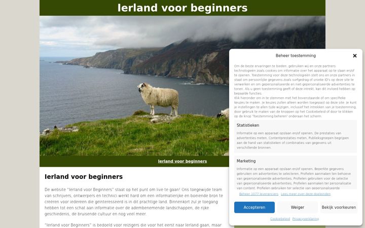 Screenshot of ierlandvoorbeginners.nl