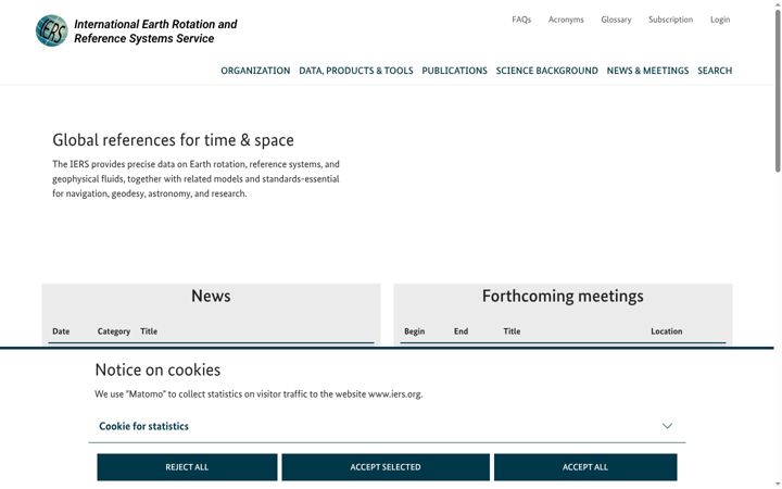 Screenshot of iers.org