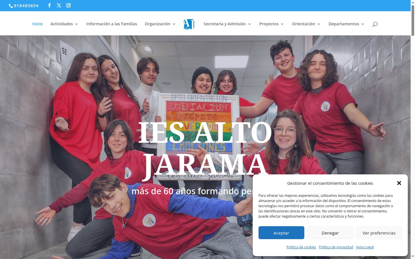Captura de ecrã do banner de consentimento apresentado antes de qualquer interação